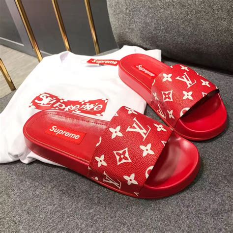 supreme lv sneaker|supreme louis vuitton slippers.